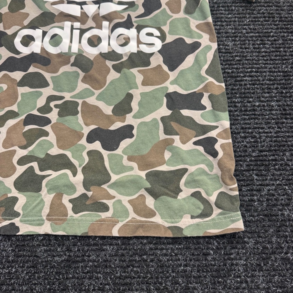 Adidas Originals Mens Camo Trefoil Logo T-Shirt Green Brown Camouflage Tee Small - Picture 11 of 12